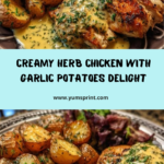 Creamy Herb Chicken & Roasted Garlic Potatoes Recipe
