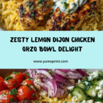 Lemon Dijon Chicken Orzo Bowl with Honey Feta Yogurt Sauce Recipe
