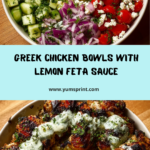 Greek Chicken Souvlaki Bowls with Lemon Feta Sauce Recipe
