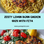 Lemon Dijon Chicken Orzo with Spinach & Feta Cream Recipe