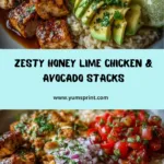 Honey Lime Chicken & Avocado Brown Rice Stack Recipe