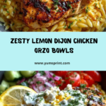 Lemon Dijon Chicken Orzo Bowl with Lemon Feta Yogurt Sauce Recipe