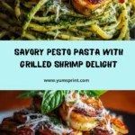 Pesto Pasta and Grilled Shrimp Stack Recipe