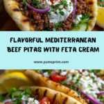 Mediterranean Ground Beef Pita with Lemon Honey Feta Cream Recipe