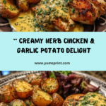 Creamy Herb Chicken & Roasted Garlic Potatoes Recipe