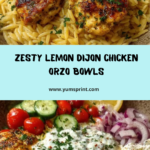 Lemon Dijon Chicken Orzo Bowl with Lemon Feta Yogurt Sauce Recipe