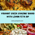 Greek Chicken Souvlaki Grazing Board with Lemon Feta Dip Recipe