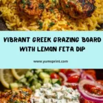 Greek Chicken Souvlaki Grazing Board with Lemon Feta Dip Recipe