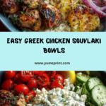 Greek Chicken Souvlaki Bowls with Creamy Feta Sauce Recipe