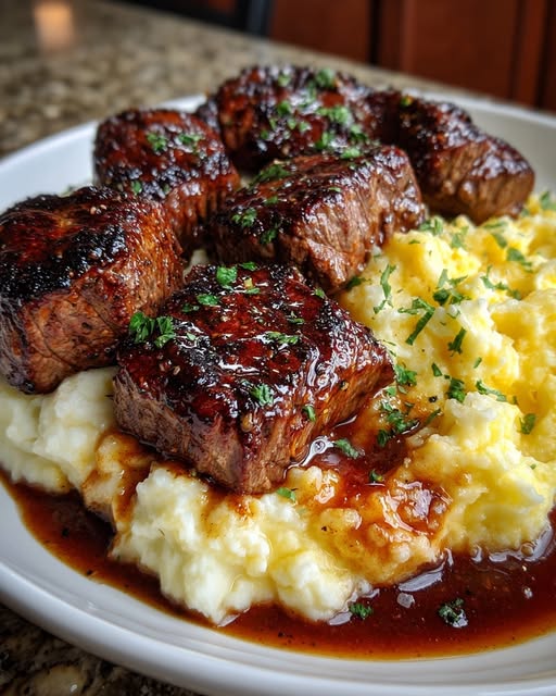 Smothered Beef Steaks & Mashed Potato Heaven Recipe