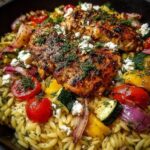 Balsamic Chicken Orzo with Roasted Veggies & Dill Feta Recipe