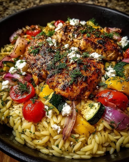 Balsamic Chicken Orzo with Roasted Veggies & Dill Feta Recipe 5 Balsamic Chicken Orzo with Roasted Veggies & Dill Feta Recipe - Recipe Image