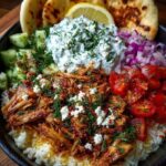 Greek Chicken Gyro Bowl with Spicy Tzatziki Feta Recipe