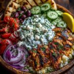 Mediterranean Chicken Pita Bowl with Spicy Feta Sauce Recipe