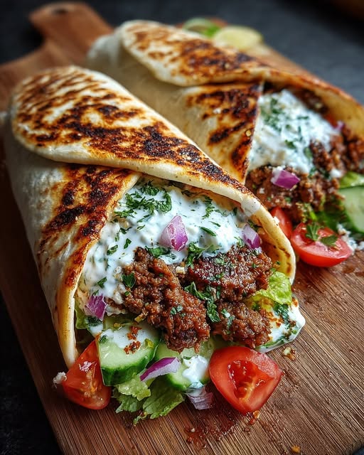 Greek Beef Wraps with Creamy Feta Dill Sauce Recipe 5 Greek Beef Wraps with Creamy Feta Dill Sauce Recipe - Recipe Image