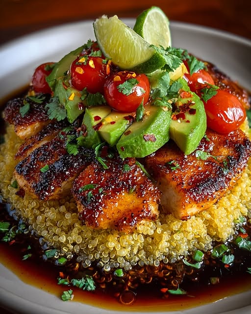 cado Quinoa Stack with Hot Honey Drizzle Recipe - Recipe Image