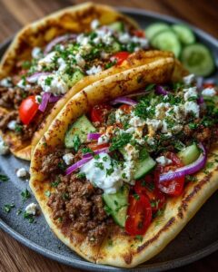 Mediterranean Ground Beef Pita Wraps Recipe