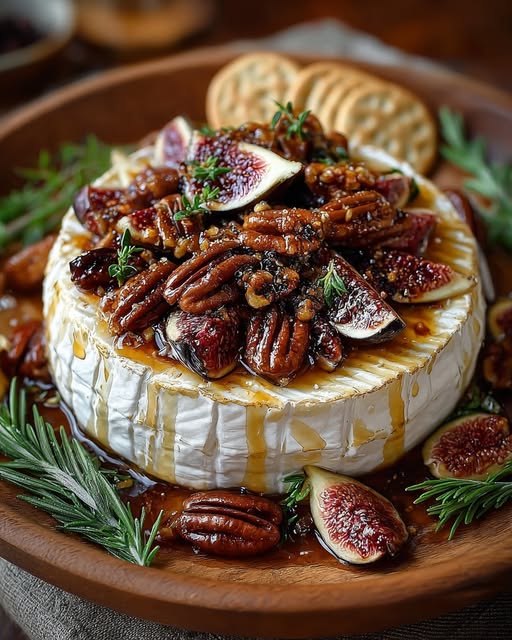 Warm Baked Brie with Figs and Pecans Recipe