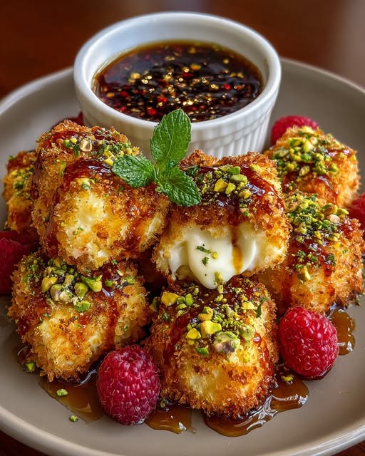 Pistachio-Crusted Brie Bites with Raspberry Honey Glaze Recipe 6 Pistachio-Crusted Brie Bites with Raspberry Honey Glaze Recipe - Recipe Image