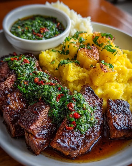 Chimichurri Steak & Mash Plate Recipe - Recipe Image