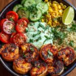 Honey Lime Shrimp & Creamy Avocado Yogurt Bowl Recipe