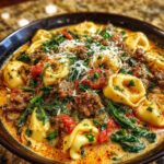 Creamy Garlic Butter Beef and Spinach Tortellini Recipe