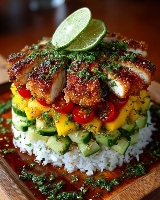 Honey Lime Chicken & Avocado Mango Rice Stack Recipe 5 Honey Lime Chicken & Avocado Mango Rice Stack Recipe - Recipe Image