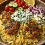 Lemon Dijon Chicken Orzo Bowl with Lemon Feta Yogurt Sauce Recipe