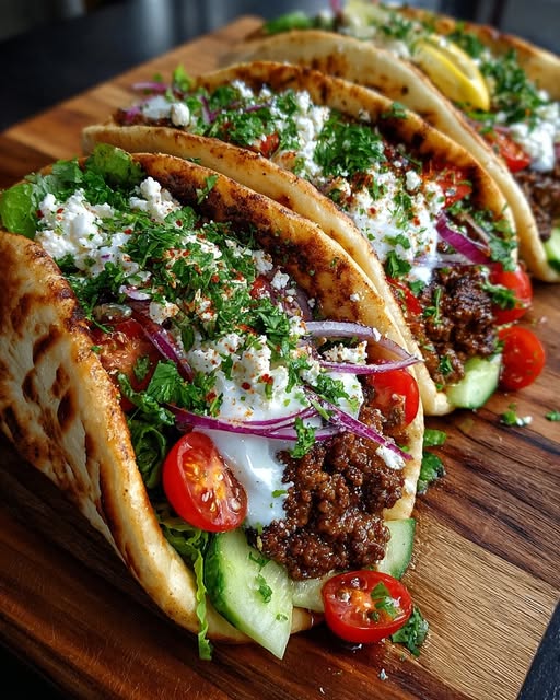 Mediterranean Ground Beef Pita Wraps Recipe - Recipe Image