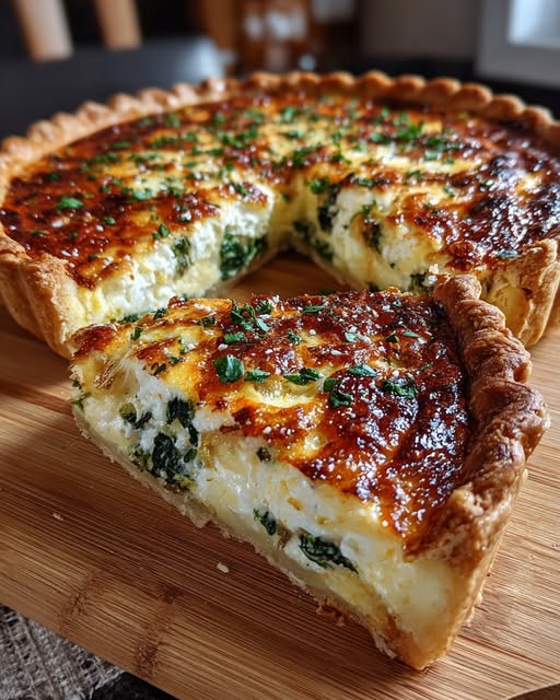 Elegant Ricotta and Spinach Quiche Recipe - Recipe Image