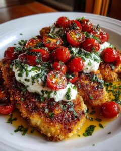 Home 1 Place cooked chicken cutlets on plates Recipe