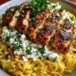 Lemon Garlic Chicken Orzo with Garlic Whipped Feta Recipe