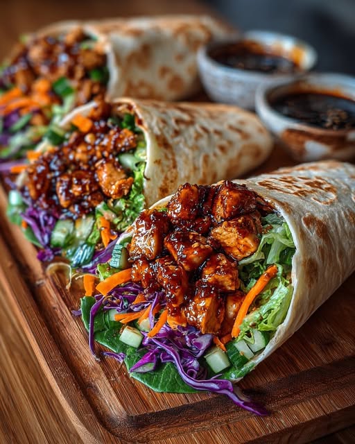 Honey Garlic Chicken Crunch Salad Wraps Recipe - Recipe Image