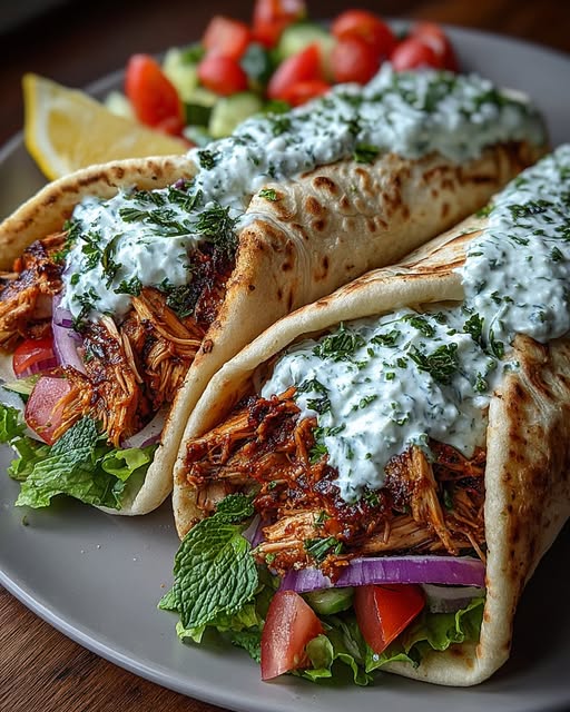 Greek Chicken Wraps with Mint Garlic Yogurt Sauce Recipe - Recipe Image