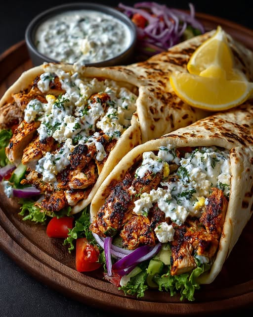 Greek Chicken Wraps with Lemon Garlic Yogurt Sauce Recipe 5 Greek Chicken Wraps with Lemon Garlic Yogurt Sauce Recipe - Recipe Image