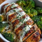 Grilled Chicken & Broccoli Bowls with Creamy Garlic Sauce Recipe