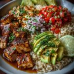 Honey Lime Chicken & Avocado Brown Rice Stack Recipe