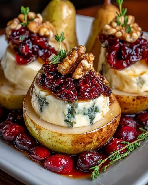 Baked Pears with Brie, Walnuts, and Cranberries Recipe - Recipe Image
