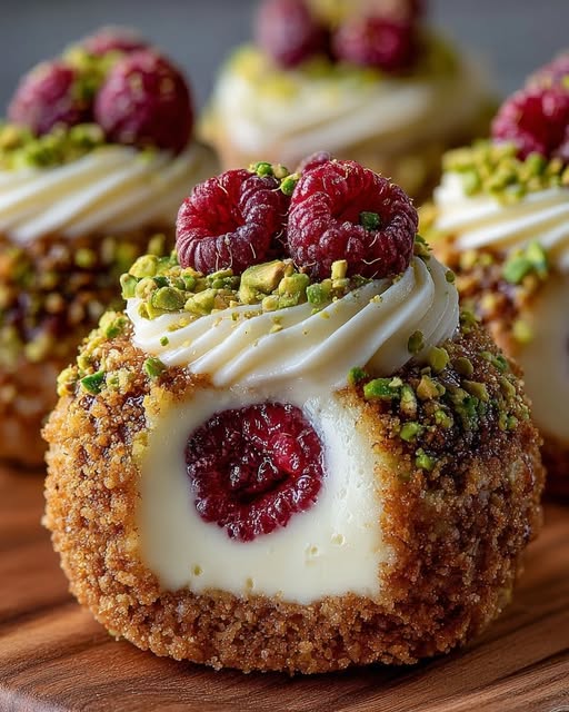 Pistachio Cheesecake Domes with Raspberry Surprise Recipe