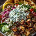 Mediterranean Chicken Pita Bowl with Herb Feta Sauce Recipe