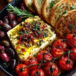 Golden Herb-Baked Feta with Olives, Tomatoes & Rustic Bread Recipe