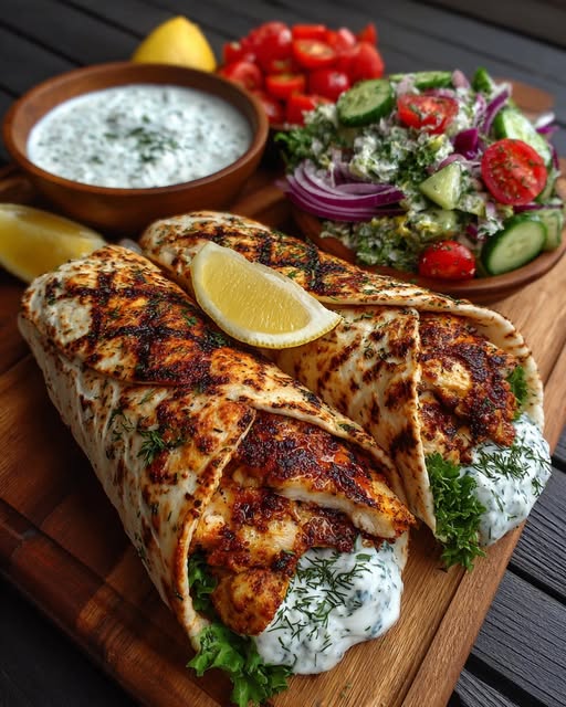 Greek Grilled Chicken Wraps with Tzatziki Sauce Recipe