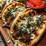 Greek Lamb Gyros with Charred Onion Feta Sauce Recipe