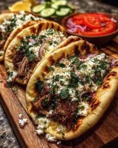 Greek Lamb Gyros with Charred Onion Feta Sauce Recipe