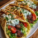 Greek Beef Wraps with Minted Feta Sauce Recipe