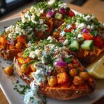 Mediterranean Chickpea Stuffed Sweet Potatoes Recipe