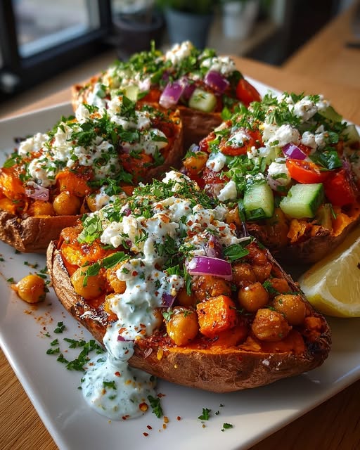 Mediterranean Chickpea Stuffed Sweet Potatoes Recipe 5 Mediterranean Chickpea Stuffed Sweet Potatoes Recipe - Recipe Image