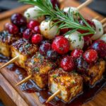 Cranberry Brie Skewers with Rosemary Honey Glaze Recipe