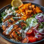 sh Veggies and Light Garlic Yogurt Sauce Recipe