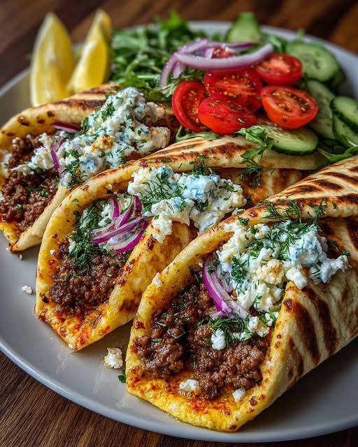 Greek Beef Wraps with Dill Garlic Feta Recipe - Recipe Image